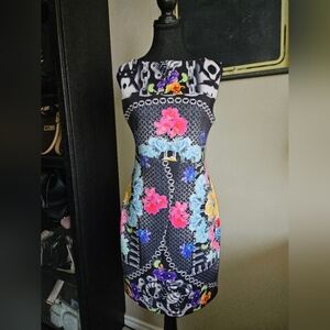 Designer Nicole Miller Dress Mini Floral Flower Dress Scorpions Womens Size 6